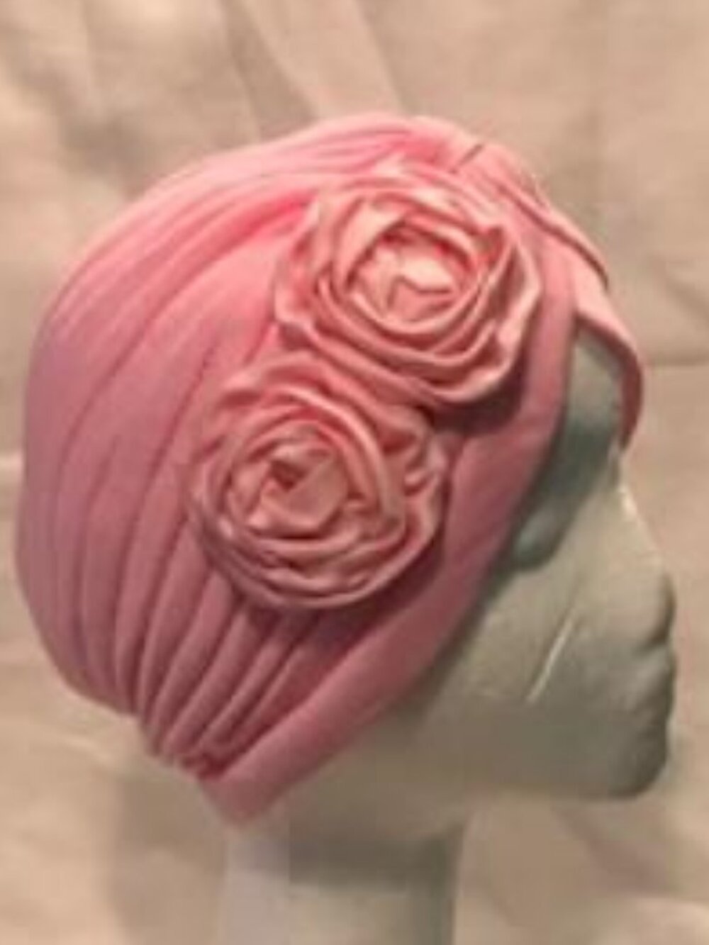 PINK Fashionable Flower Turban Cap Hollywood Glamour Girl Chemo Headwear